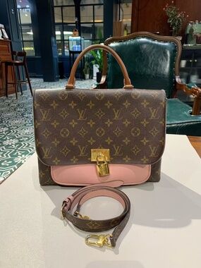 N16 Pre-Owned Louis Vuitton Marignan Pink Leather Monogram Messager Bag 29cm